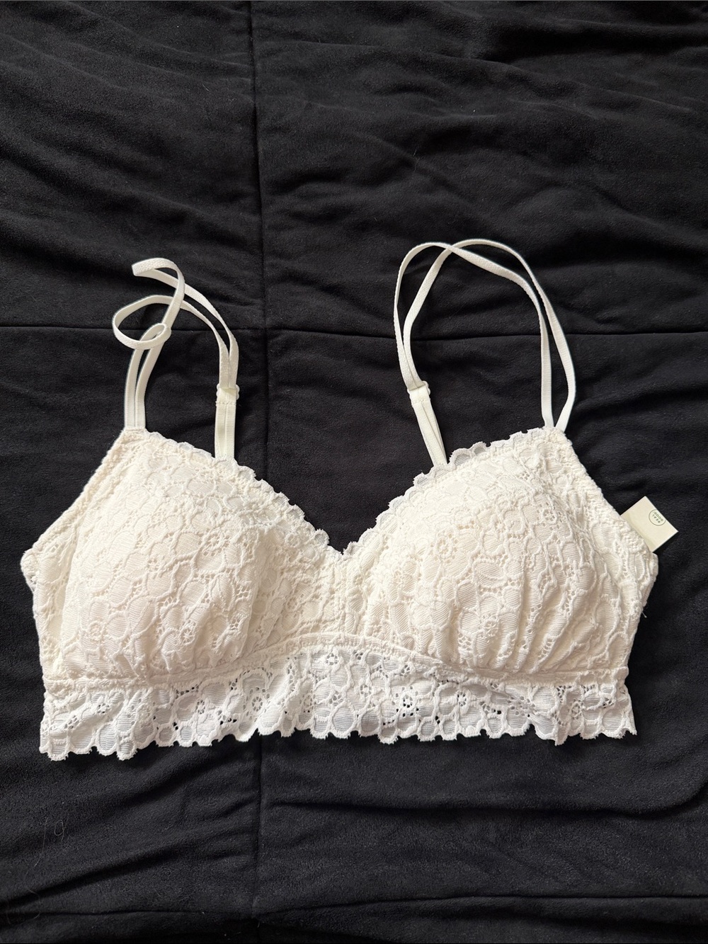 Sz S aerie White Lace Bralette with Scalloped Hem